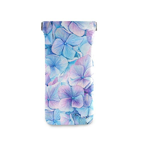 Blue Flowers Eyeglass Pouch Sunglass Case Squeeze Top Glasses Case Soft Leather Goggles Bag for Women Blue Flowers Eyeglass Pouch Sunglass Case Squeeze Top Glasses Case Soft Leather Goggles Bag for Women