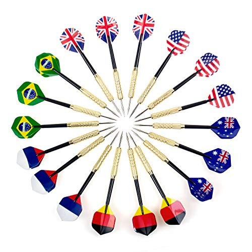 18 Packs Steel Tip Darts Darts Set Slim Barrel with PVC Dart Flights Aluminum Shafts Levels in Every Rec Room Man Cave Bar and Game Room