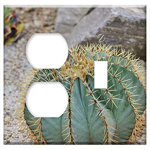 2-Gang Outlet Toggle Combination Wall Plate Cover - Cactus Spur Green Prickly Plant Thorns Nature 7