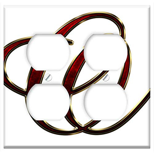 Double Duplex Outlet Wall Plate Cover - Alphabet Letter Initial Background Scrapbooking O 2