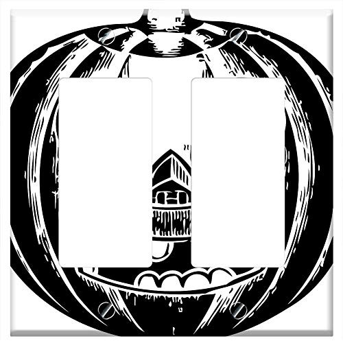 Switch Plate Double Rocker-GFCI - Jack O Lantern Pumpkin Holiday October Horror