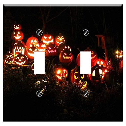 Switch Plate Double Toggle - Pumpkins Jack-O-Lanterns Halloween Holiday Spooky