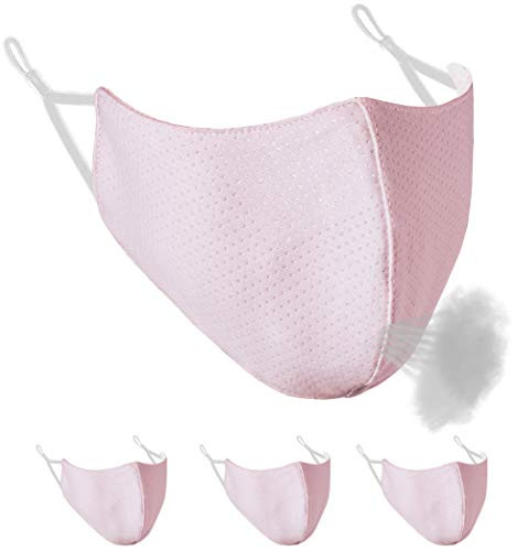 Borgasets Face Mask Reusable for Women Youth Adjustable Breathable Comfort Sport Mask Full Washable Safety Exercise Face Masks for Home Office Work Outdoors Pink 3 Pack