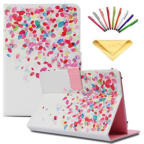 Uliking Universal Case Cover for 9.5-10.5 inch Tablet for 9.6" 9.7" 10.1" 10.5", Fire HD 10/iPad Air 1 2/iPad 9.7 2017 2018/iPad Pro 9.7/10.5/ for Samsung Galaxy Tab/iPad 2 3 4, Colored Flower Petals
