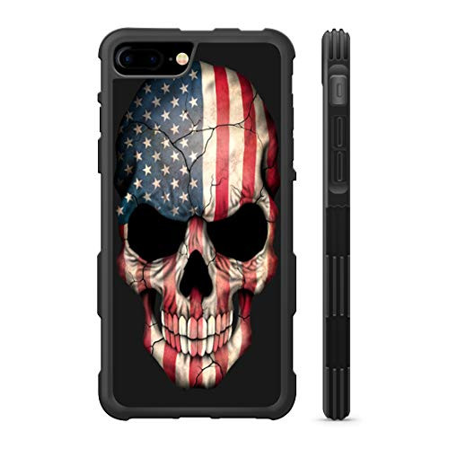 407Case Fits iPhone 7 Plus plus  and  iPhone 8 Plus plus American Flag Skull Hyper Shock Protective Rubber TPU Phone Case -iPhone 7-8 Plus plus-