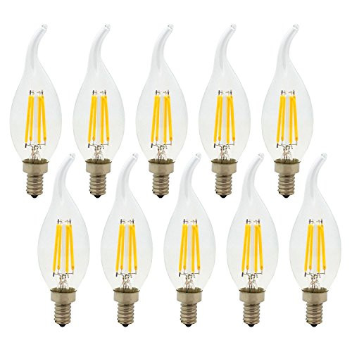 LED Candelabra Light Bulbs, 4W(40W Halogen Equivalent), Warm White 2700K, E12 Base, Non Dimmable, Chandelier B11 Decorative Candle Bulbs, 10 Pack LED Candelabra Light Bulbs, 4W(40W Halogen Equivalent), Warm White 2700K, E12 Base, Non Dimmable, Chandelier B11 Decorative Candle Bulbs, 10 Pack