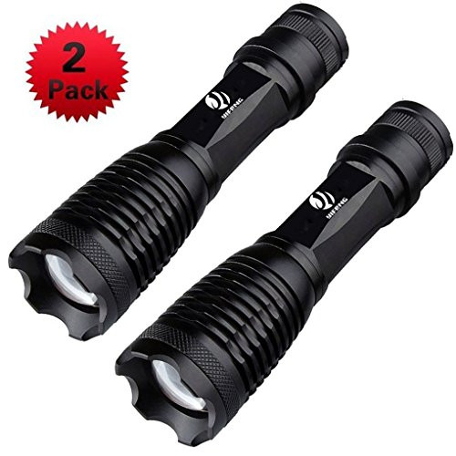 Tactical Flashlight, YIFENG 1600 LM Ultra Bright - XML T8 LED Taclight with Adjustable Focus and 5 Light Modes for Camping Hiking Emergency (2 pack)