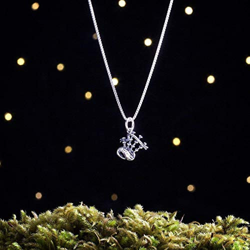 Sterling Silver Tiny Scottish Great Highland Bagpipes - SMALL 3D Double Sided - -Charm Only or Necklace-
