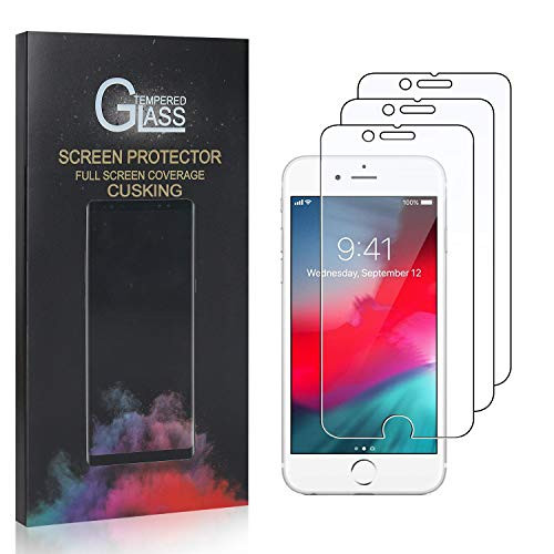 CUSKING Screen Protector for iPhone SE 2020 - iPhone 8 - iPhone 7 9H Hardness Tempered Glass Shock Absorbent Screen Protector for iPhone SE 2020 - iPhone 8 - iPhone 7 99.99 percent Clarity 3 Pack