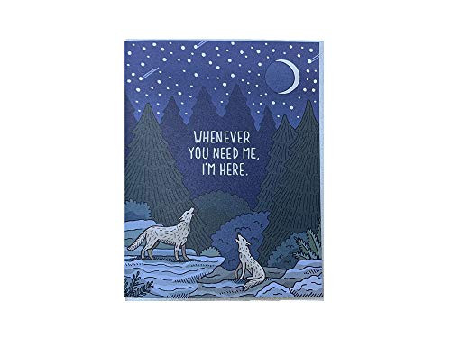 I'm Here Greeting Card Howling Wolves Card Encouragement Card Single Note Card Blank Inside