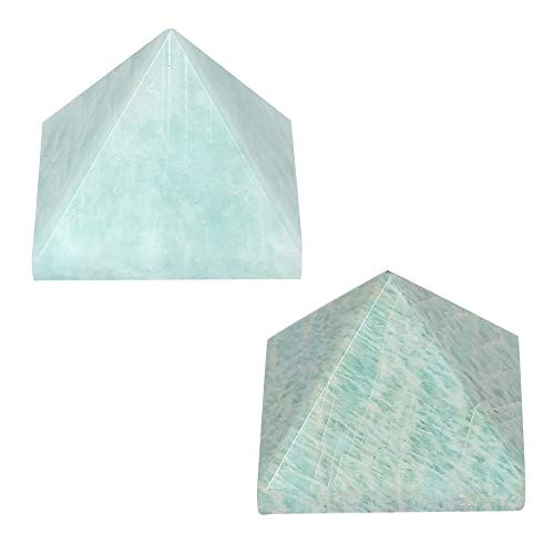 M K Cosmics Amazonite Natural Healing Gemstone Pyramid 1 Inches -Set of 2-