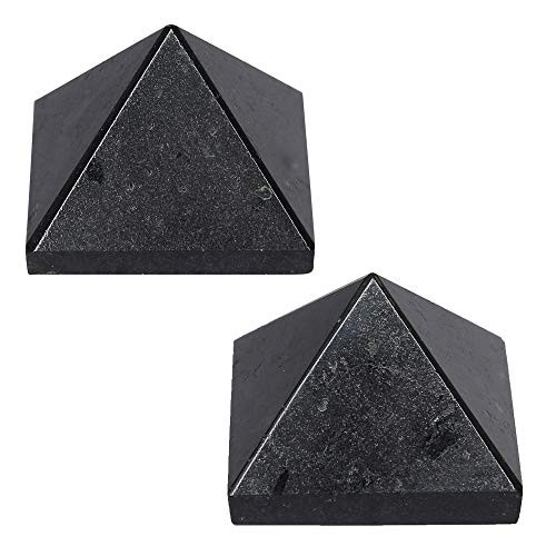M K Cosmics Black Tourmaline Natural Healing Gemstone Pyramid 1 Inches -Set of 2-