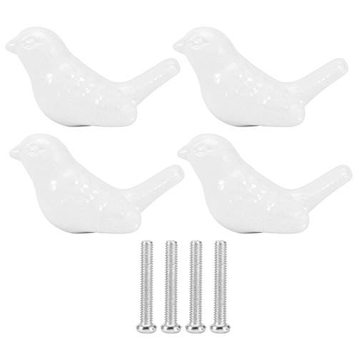 Jarchii Ceramic Knobs Cabinet Pulls Drawer Cupboa Cabinet Knobs Bird Shape Ceramic Knobs 4 Set for Drawers Cabinets-White-
