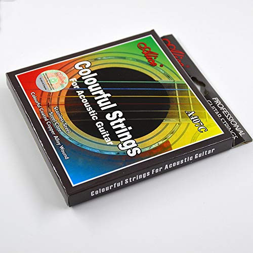 1 Set 6Pcs Rainbow Colorful Guitar Strings E-A for Acoustic Folk Guitar Classic Guitar Multi Color Guitar Parts