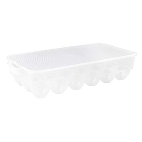 IMIKEYA 18- Grid Plastic Egg Holder with Lid Refrigerator Egg Carton Stackable Clear Eggs Storage Tray Container Box for Household Storing Fresh Pasture Raised Eggs