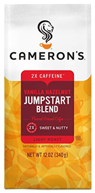 Cameron's Coffee Roasted Ground Coffee Bag Flavored Vanilla Hazelnut Jumpstart Blend with 2X Caffeine 12 Ounce Cameron's Coffee Roasted Ground Coffee Bag Flavored Vanilla Hazelnut Jumpstart Blend with 2X Caffeine 12 Ounce