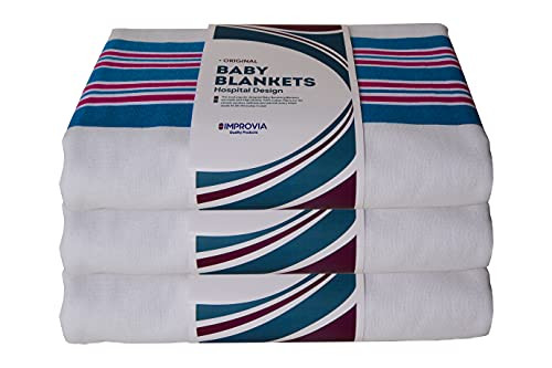 Pack of 3 - Hospital Newborn Baby Receiving Blankets Warm 100 percent Cotton Pink and Blue Stripes 30x40