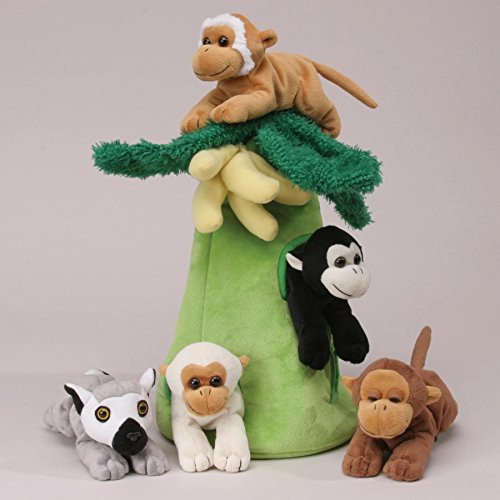 Plush Monkey House with Animals - Five (5) Stuffed Monkeys in Play Banana Tree Carrying Case Plush Monkey House with Animals - Five (5) Stuffed Monkeys in Play Banana Tree Carrying Case