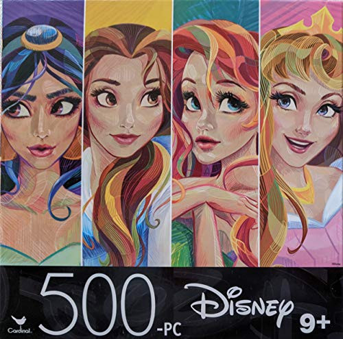 Factory Sealed 500-piece Puzzle Featuring Stylized Disney Princesses Ariel Cinderella Jasmine and Belle. for Ages 9 Years and up. Finished Puzzle is 11" x 14" Factory Sealed 500-piece Puzzle Featuring Stylized Disney Princesses Ariel Cinderella Jasmine and Belle. for Ages 9 Years and up. Finished Puzzle is 11" x 14"