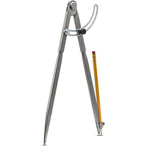 Offidea Professional Woodworking Compass with Wing and Pencil Holder, 12 Inch - Ideal Divider for Carpenter, Drafting, Geometry - Perfect for Drawing or Scribe Large Circle for Any Projects