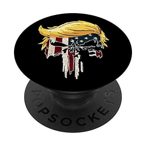Trump American Flag Skull 2020 Second Term Reelection PopSockets PopGrip- Swappable Grip for Phones  and  Tablets