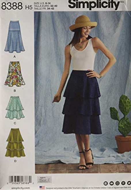 Simplicity Creative Patterns Misses' Skirts with Length  and  Flounce Variations Pattern H5 -6-8-10-12-14-