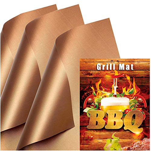 Modhui Copper Grill Mat and Bake Mat Set of 3 Non Stick BBQ Grill & Baking Mats - Reusable, Easy to Clean - PTFE Teflon Fiber Grill Roast Sheets for Gas, Charcoal, Electric Grill (copper) Modhui Copper Grill Mat and Bake Mat Set of 3 Non Stick BBQ Grill & Baking Mats - Reusable, Easy to Clean - PTFE Teflon Fiber Grill Roast Sheets for Gas, Charcoal, Electric Grill (copper)