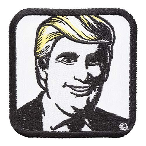 PatchStop Trump Smiling B and W Iron On Patches for Clothing Jeans - 2.5x2.5in Small DIY Sew On Patch for Jackets Bags - Embroidered Decorative Faces of Trump Patches