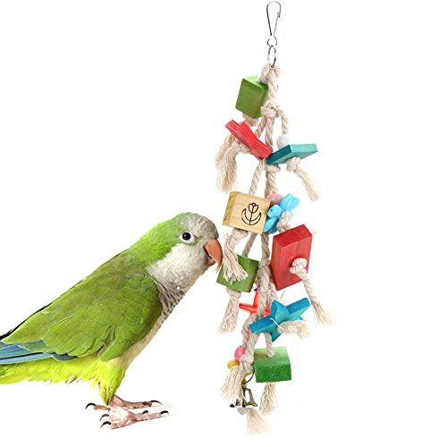 Bird Rope Swing Wooden Budgie Toys Pet Bird Parrot Parakeet Budgie Cockatiel Cage Hammock Swing Toy Hanging Toy -G-