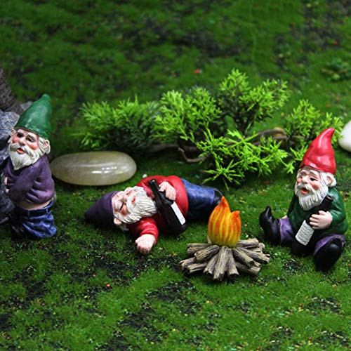 4pcs Fairy Garden Accessories Collectible Figurines Miniature Gardening Gnomes Figurines Ornaments Drunk Dwarf Gnomes