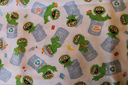 Sesame Street Oscar The Grouch Fabric Sold by The Fat Quarter -18" X 22"- New BTFQ