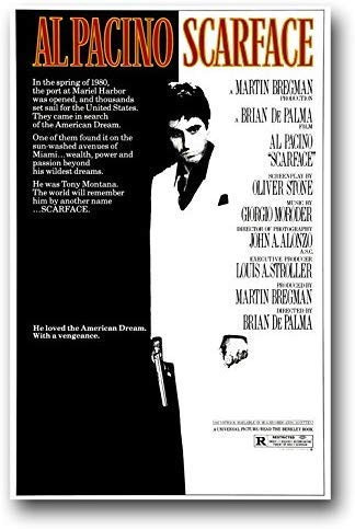 Inked and Screened Scarface Poster - Movie - Poster 11 x 17 inch Poster Print Frameless Art Gift 28 x 43 cm Matte Paper Surface