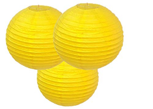 Paper Lanterns Mix Color Packs of 3 Round Paper Lanterns Lampshade Party Decorations -All Yellow 18" -45 cm--
