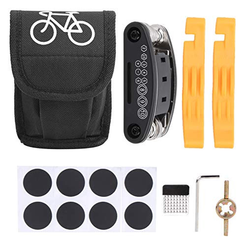 RiToEasysports Bicycle Tire Repair Tool16 in 1 Multi?Functional Tyre Repair Tool Kit with Hex Wrench Bag Bike Puncture Repair Tool
