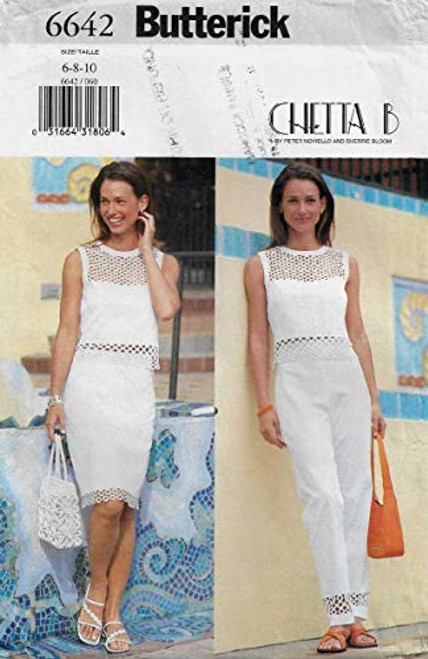 Butterick 6642 Misses' Top Skirt and Pants Chetta B Sewing Pattern Size 6 8 10