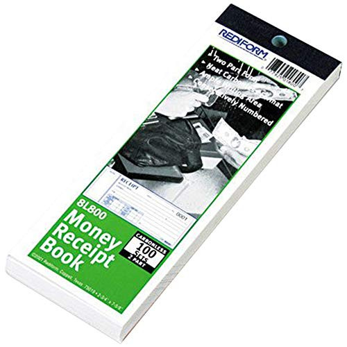 Rediform 8L800 Money Receipt Book 2 3-4 x 7 Carbonless Duplicate 100 Sets-Book