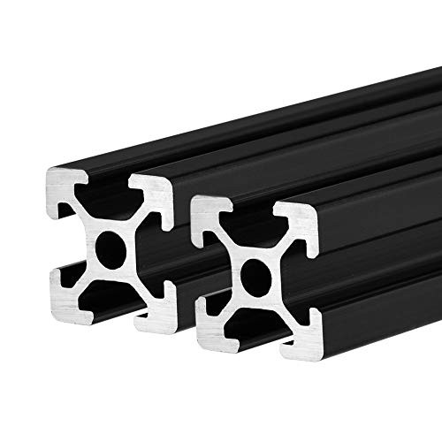 BELLA BAYS 2 pcs 300mm 11.81 2020 T Type Slot Aluminum Profile European Standard 20mmx20mm Anodized Black Linear Rail Guide Frame for 3D Printer Laser Engraving Machine CNC Workbench DIY