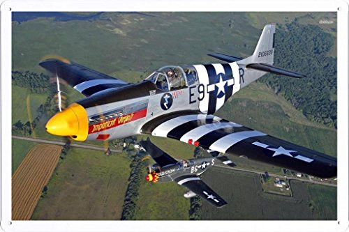 Aircraft Tin Sign #26817 North American P 51 Mustang by Waller's Decor (7.8"x11.8")