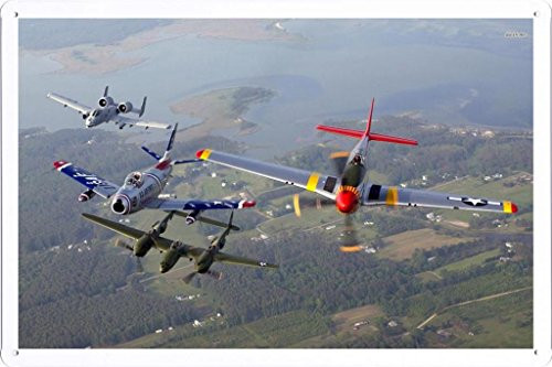 Aircraft Tin Sign #27304 North American P 51 Mustangs by Waller's Decor (7.8"x11.8")
