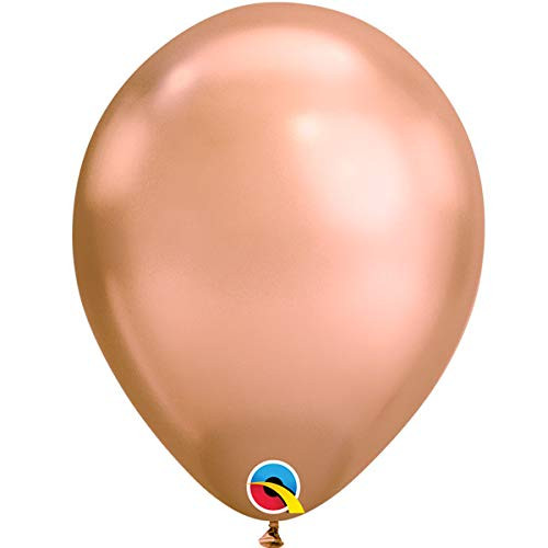 Qualatex 12936 Chrome 7 Inch Latex Balloons -Chrome Rose Gold 50 Pack-