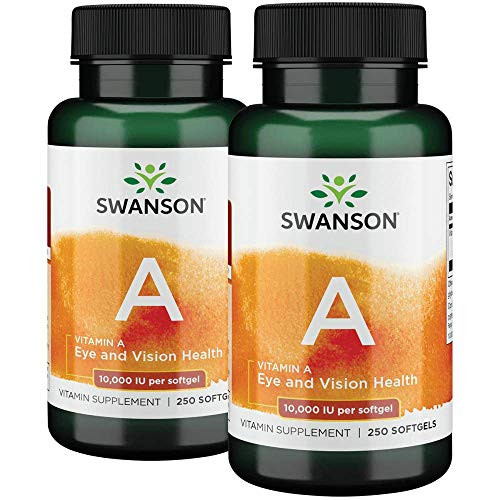 Swanson Immune Supportive Cod Liver Derived High Absorption Vitamin A 10000 Iu -3000 mcg- 250 Softgels -2 Pack-