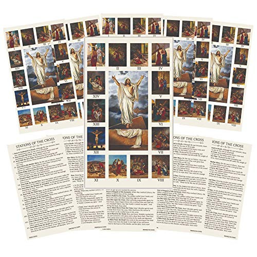 Stations of The Cross Large Holy Prayer Card Lenten Season Prayers for Church 4 x 7 Inches Pack of 10