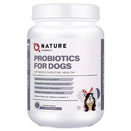 NATURE TARGET Probiotics for Dogs - Advanced Dog Probiotics and Digestive Enzymes with Prebiotics - Relieves Diarrhea Constipation and Bad Breath Improves Digestion Boost Immune System -Dogs-