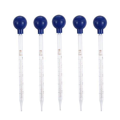5ml Glass Graduated Pipette Dropper with Clear Rubber Cap Glass Dropper Pipette 5 Pcs