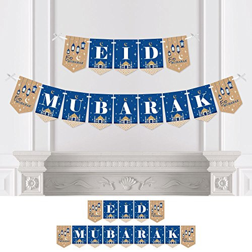 Big Dot of Happiness Ramadan - Eid Mubarak Bunting Banner - Party Decorations - Eid Mubarak