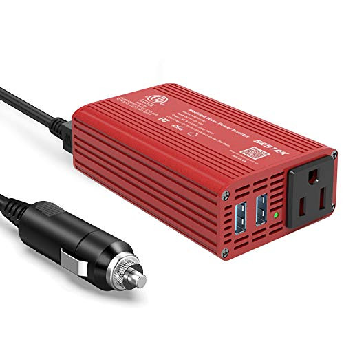 BESTEK 150W Car Power Inverter DC 12V to 110V AC Car Inverter with Dual 2.4A USB Charging Ports Modified Sine Wave Converter for Car Cigarette Lighter, Power Inverter with AC Outlet for Car