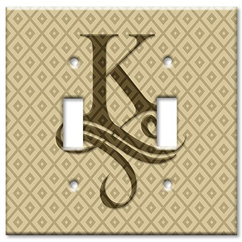 Monogrammed Double Gang Toggle Switch-Wall Plate - Monogram K Letter