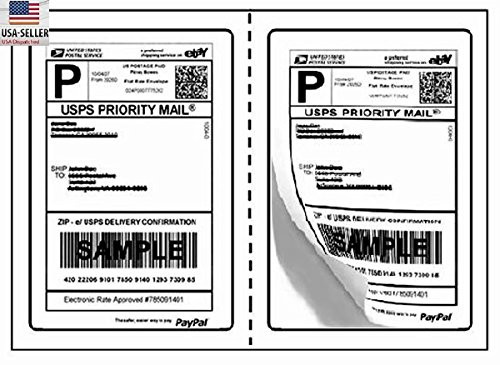 BESTeck Perforated Shipping Labels Round Corner 2 Labels Per Sheet Laser-Inkjet Printer for USPS Click-n-Ship UPS Ebay FedEx Amazon -100 Sheets-