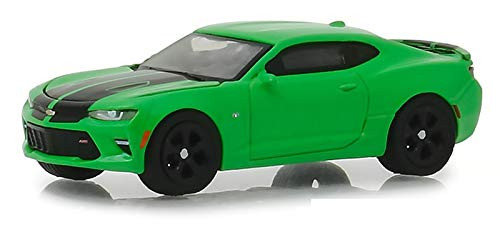 Greenlight 13230-E Greenlight Muscle Series 21-2017 Camaro SS - Krypton Green with Black Rally Stripes 1-64 Scale