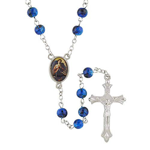 Mary Untier of Knots Rosary Set Glass Beads and Metal Crucifix with Prayer Pamphlet and Case